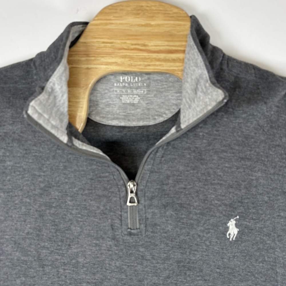 Polo Ralph Lauren Men's Gray Pullover 1/4 Zip Ribbed Golf‎ Performance Sz XL